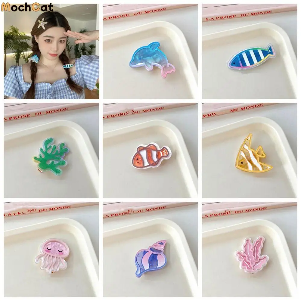 

Cute Conch Ocean Fish Hairpin Seaweed Jellyfish Dolphin Hair Clips Clownfish Korean Style Animal Duckbill Clip Female/Children