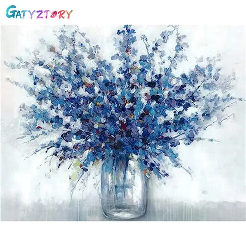 

GATYZTORY Painting By Number Flower Kits For Adults Handpainted DIY Coloring By Number Vase Home Decoration Drawing On Canvas