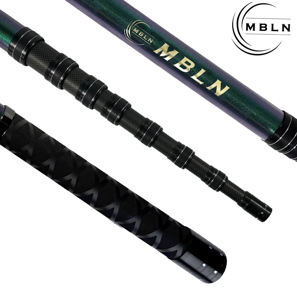 MBLN Teleskop-Kescher 3,85 m, faltbar, 58 cm, 45 cm Reifen, Chamäleonfarbe, langlebiges Aluminium-Magnesium für große Fische – Detail 5