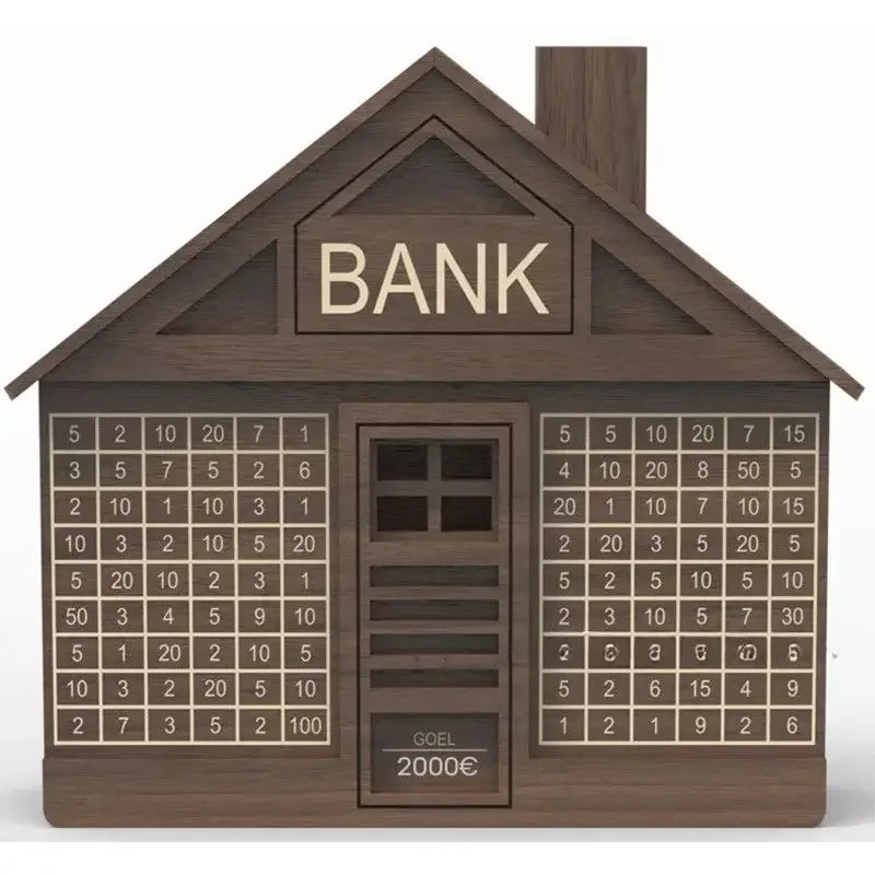 Wood Money Box for Cash House Savings Money Box 1000 or 2000 Euros Adult Money Counting Bank Wooden Counter Money Boxes