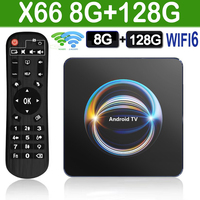 X66 Smart TV Box WIFI6 Android 14.0 2025 Google Voice Media Player 2.4G/5.0G WiFi6 8K Video 128G Rom BT5.2 Set Top Box Dual WiF
