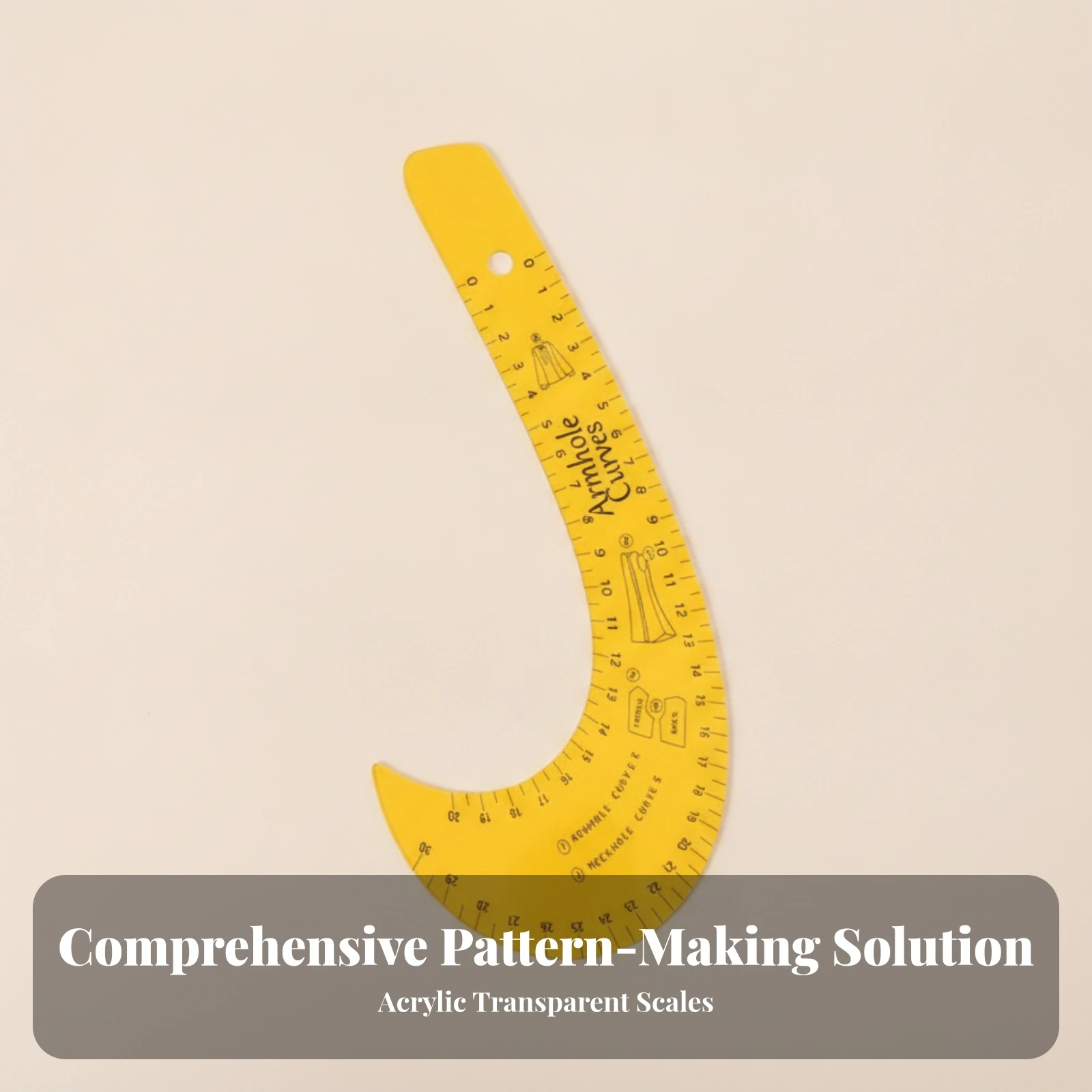 Armhole Curve Ruler Clear Sewing Ruler Measuring Template with Measurements Smooth Long-Lasting for Tailors, Diy Alterations