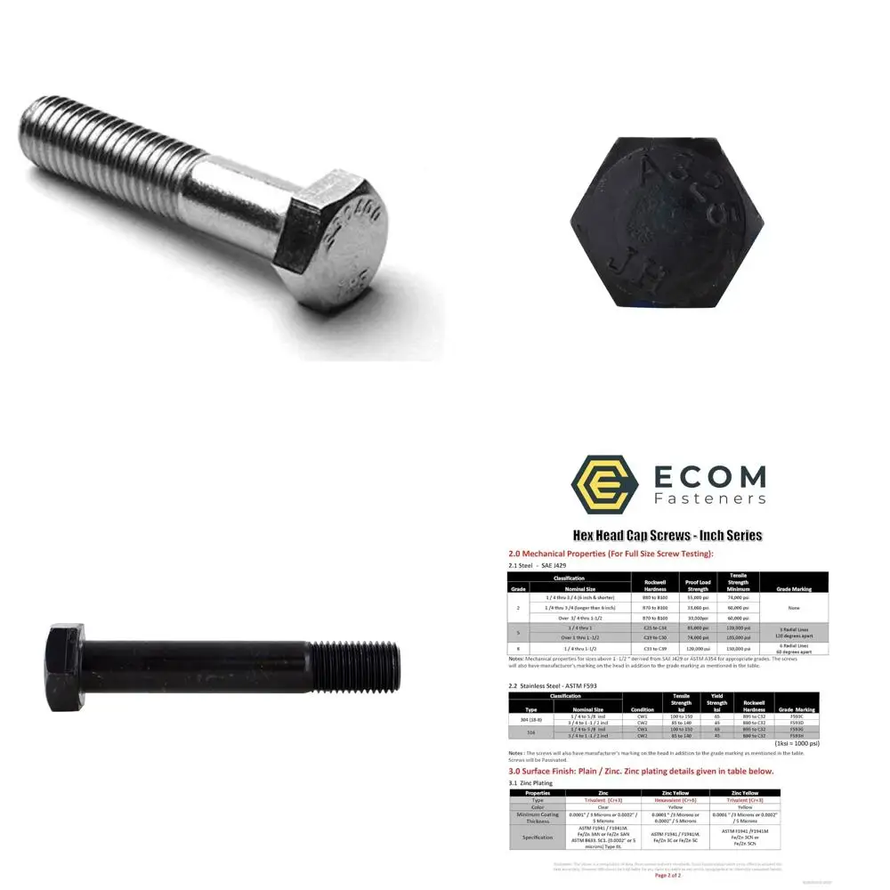 

Винты с шестигранной головкой из нержавеющей стали, класс 18-8, 9/16-12 x 2, 3/4 дюйма, грубая резьба, частичная резьба, 25 шт.