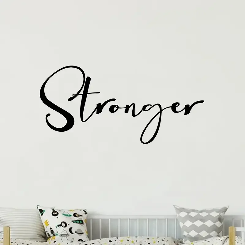Stronger Motivational Wall Decal - Self-Adhesive Vinyl Fitness Sticker with Matte Finish, Classic Cursive Design for Home Gym, B