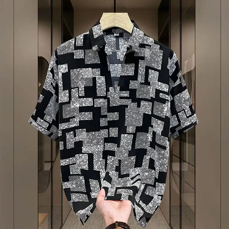 Elegant Fashion Harajuku Slim Fit Ropa Hombre Loose Casual Sport All Match T-shirts Printed Thin Style Short Sleeve Polo Shirts