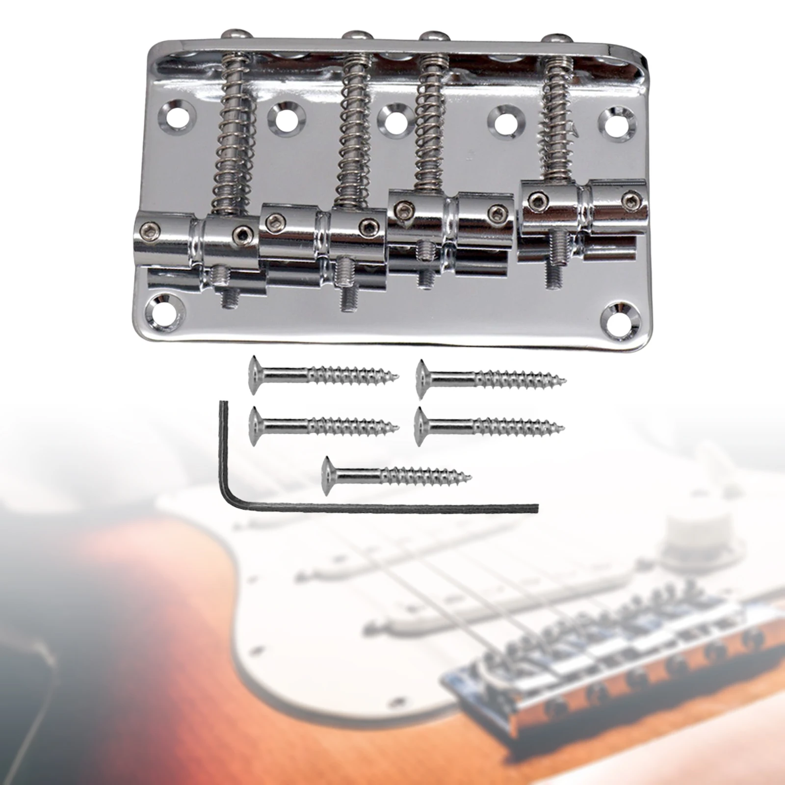 Adjustable 4 Strings Bass Bridge Tailpiece with Screws Electric Box Guitar Plate Instrument Accessories Bass Bridge for Guitar