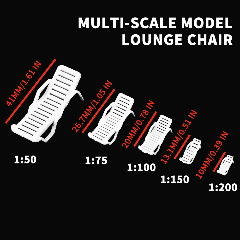 Scale 1:200-1:50 Miniature Leisure/Beach Chair Model ABS Settee Bench Diy Sand Table Scene Layout Materials Diorama Kits 10Pcs