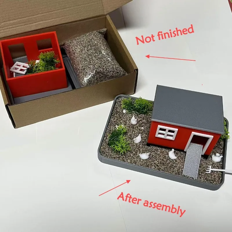Miniatur Huhn Zen Garten Schreibtisch Dekor DIY Sand Tablett Garten Kit Lustige Neuheit Geschenk Zappeln Stress Relief Spaß Tisch Ornament