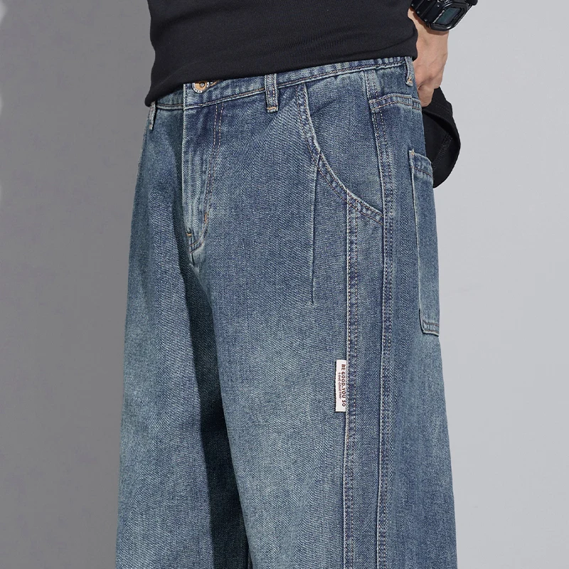 Herbst männer Kleidung Gerade Jeans Bequeme Breite Beine Mode Lässig Vintage Männlichen Denim Hosen Streetwear Hosen