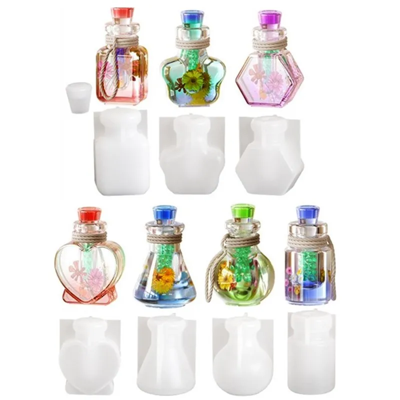 

Snasan Small Bottle Silicone Mold Resin Drip Glue Mold Diy Wishing Bottle Lovely Flowing Sand Bottle Making Mould