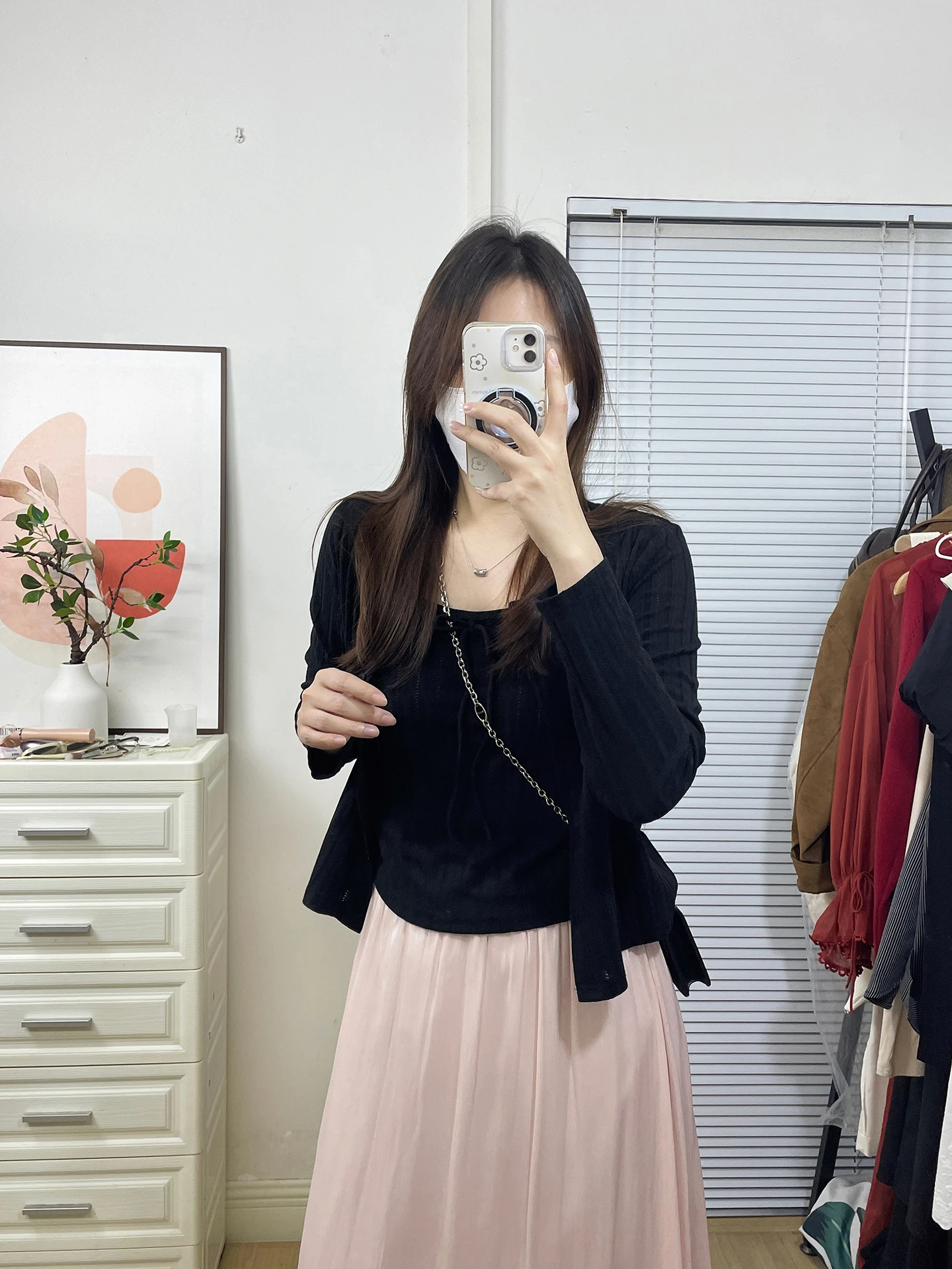 

Korean Style plus Size Knitted Cardigan And Tank Top Set for Women Spring 2026 Slimming Effect Loose Fit Long Sleeve round Neck