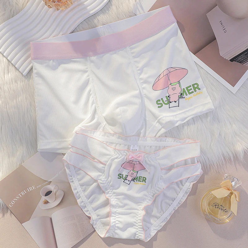 Lover Underwear Lolita Sexy Pure Desire Cute Cartoon Couple Underwear Sweet Panties Set Low Waisted Triangle Pants