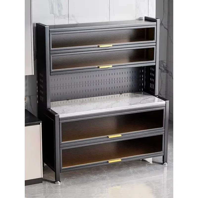 Multi-layer metal kitchen storage rack, environmentally friendly floor-to-ceiling locker, household storage rack with dust