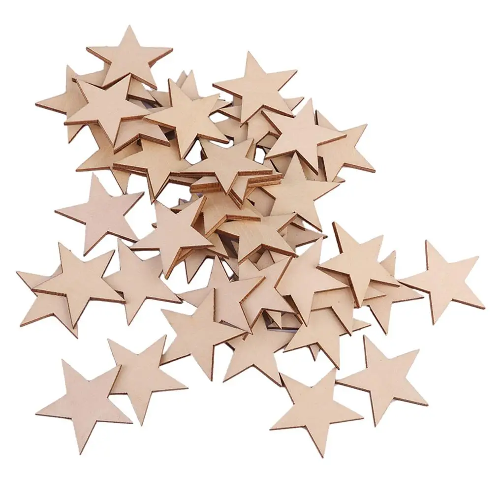 Wood Colors Blocks Scrapbooking Embellishments Large Basswood Star Cutouts for Art Projects and Crafts