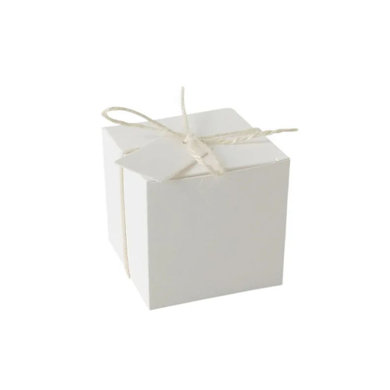 

50Pcs 7x7x7cm Vintage Square box Favors For Party decorations small cake box and Wedding Gift box Kraft Paper candy favor box