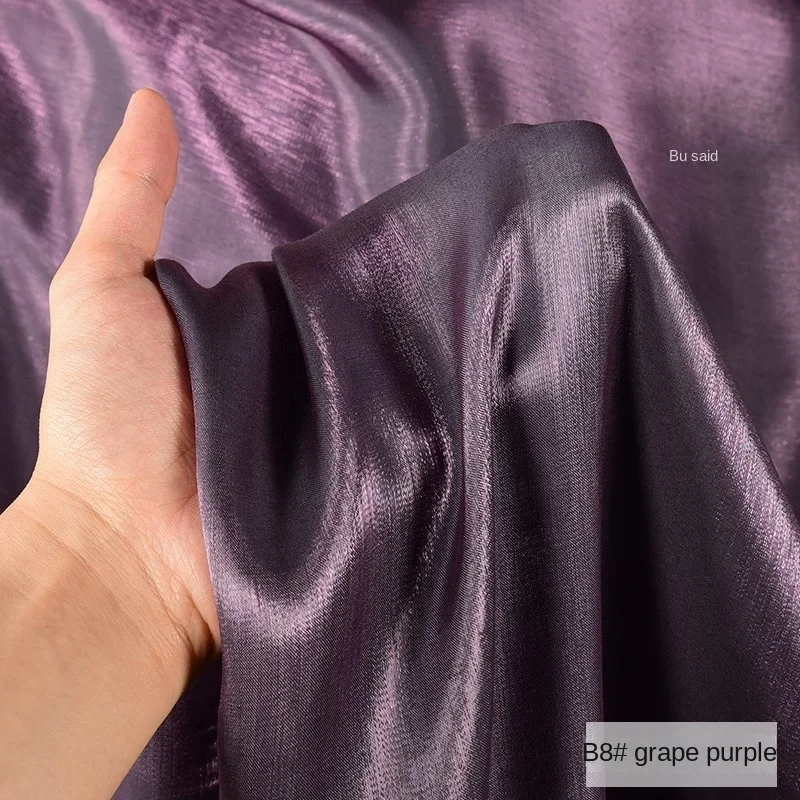 Glass Illusion Satin Fabric Dark Purple Glossy Shirt Hanfu Fabric Wholesale Cloth Diy Apaprel Sewing Fabric Material