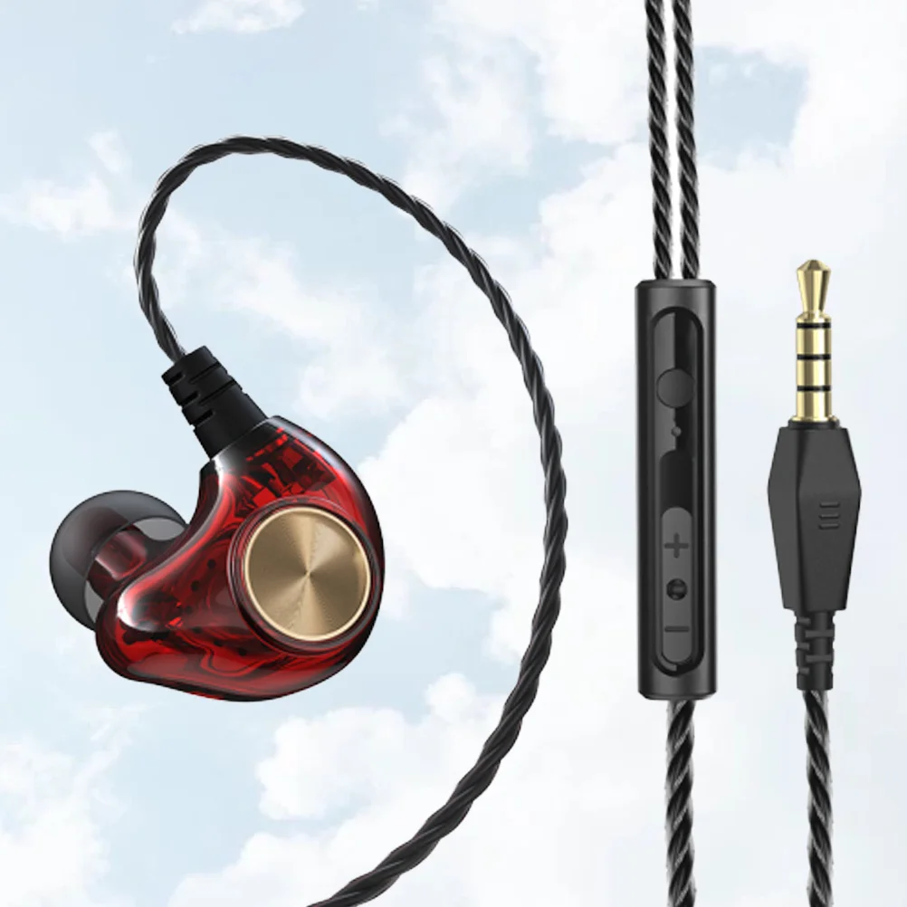 

In-Ear Earphone Red Transparent Shell Tangle-Free Cable Flexible Earhooks Sports Workout Running Bass Earbuds Subwoofer