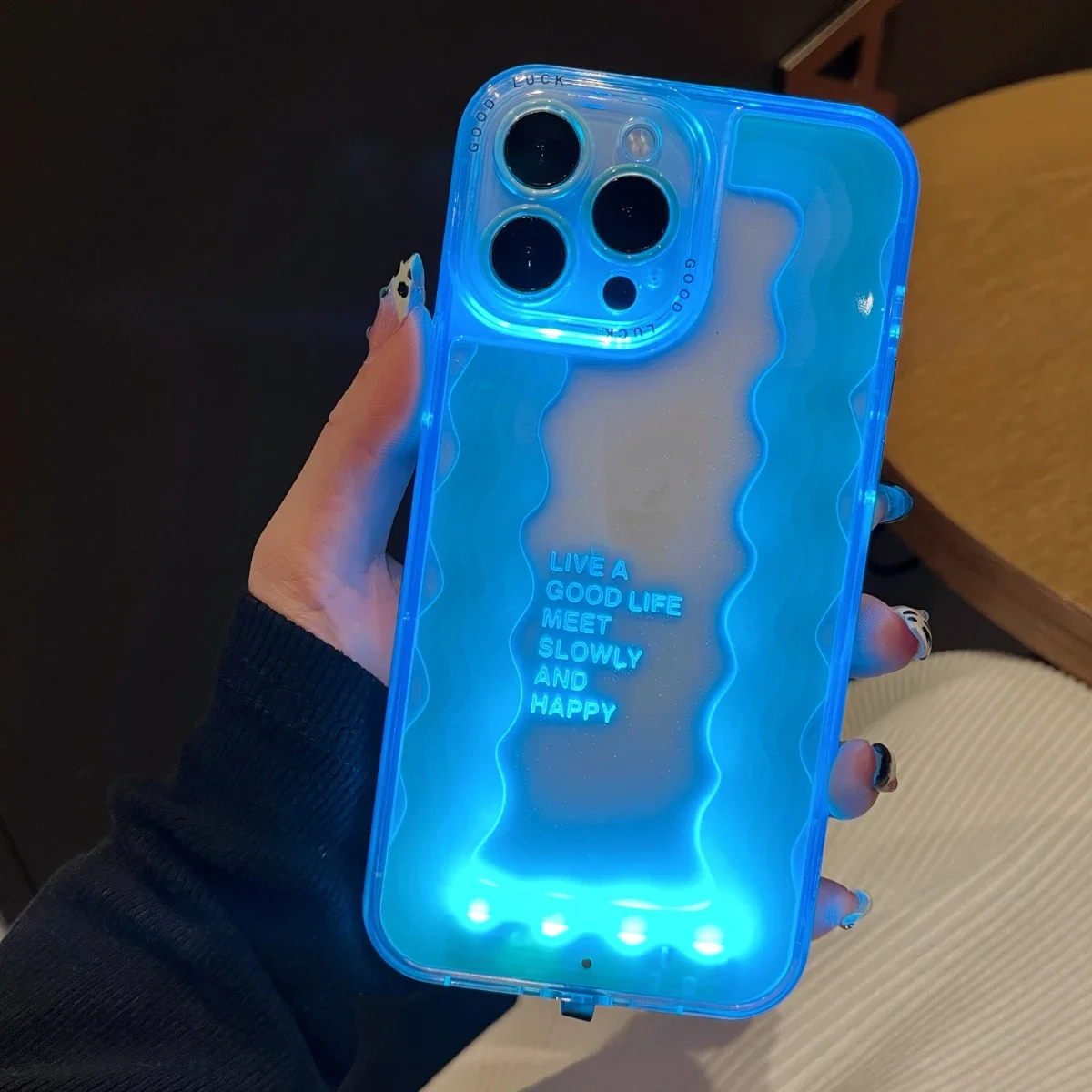 

New 5 Color Luminous Call Light Up Flash Lucky Wavy Phone Case For iPhone 16 15 13 12 11 14 Pro Max Plus Shockproof Back Cover