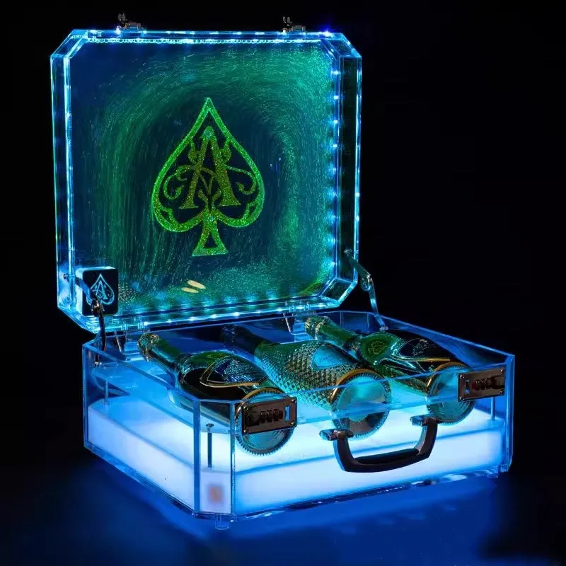 Customized Spades A Wine Bottle Box Bar KTV Party Disco Nighttime LED Illumination VIP Exclusive Champagne Display Stand