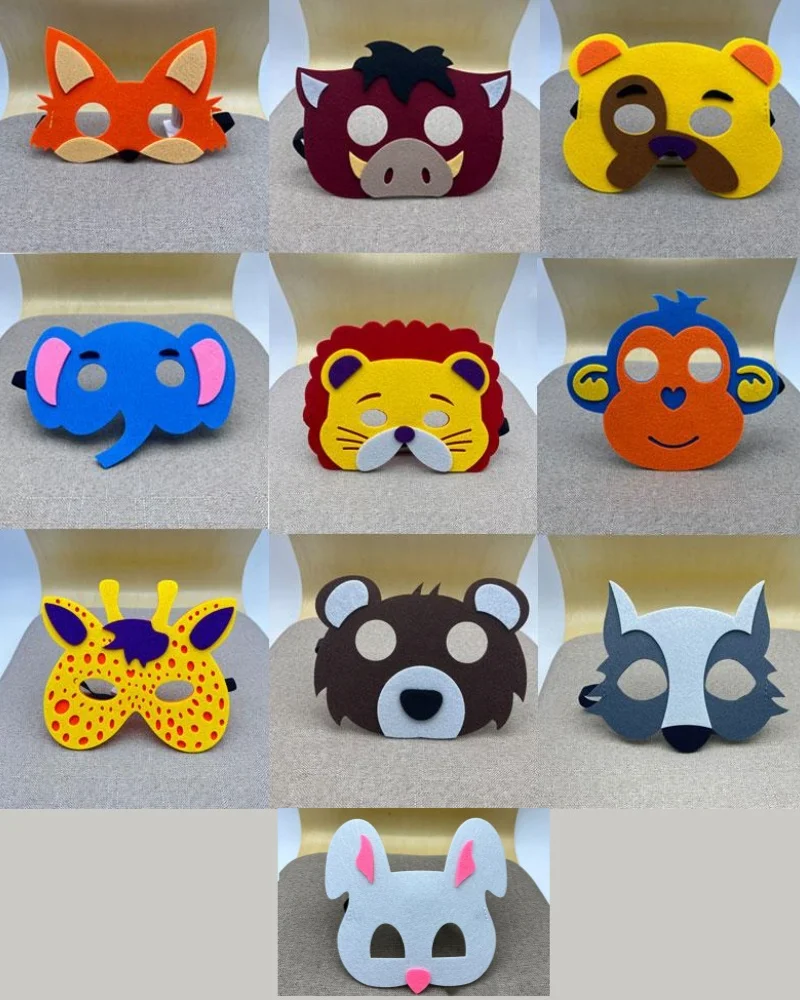 10pcs Animal Masks Party Favors Animal Masks for Unisex Jungle Safari Themed Birthday Dress Up Party Supplies Cute Cosplay Masks