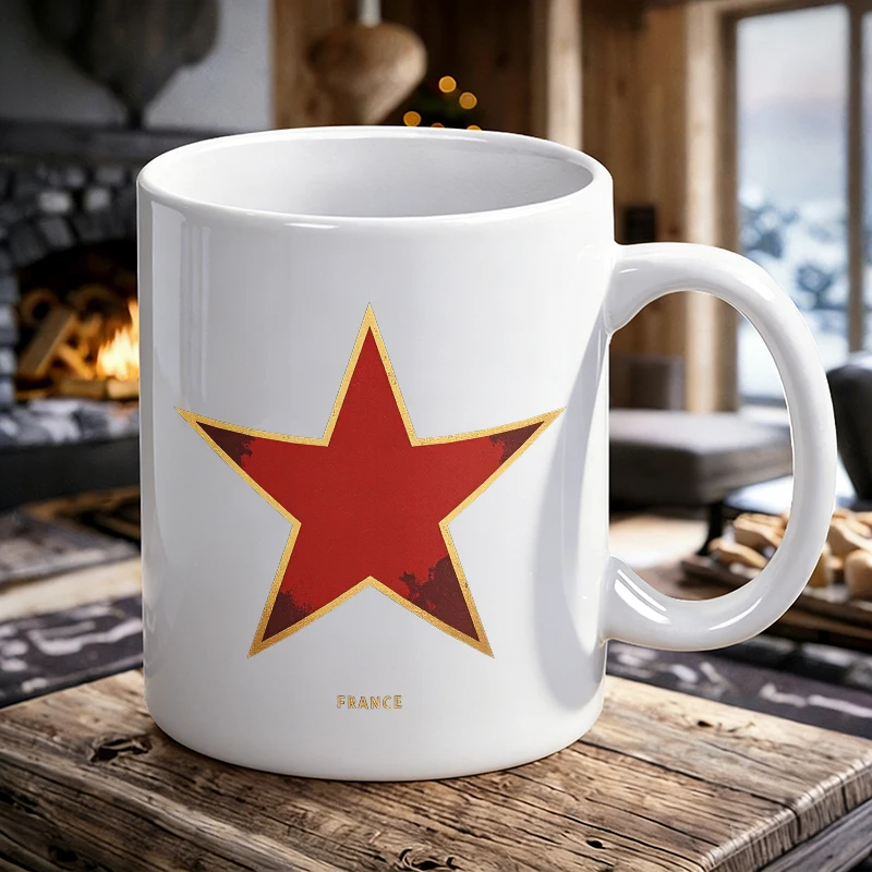 

Bastille Day Mug Coffee Cup Ceramic Cup Red Star France Print Wall Art