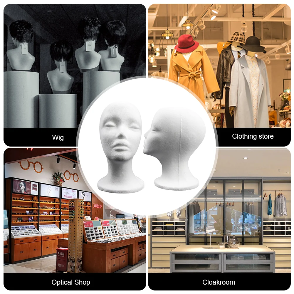 

Foam Female Mannequin Head Wigs Glasses Cap Display Holder Stand (White)