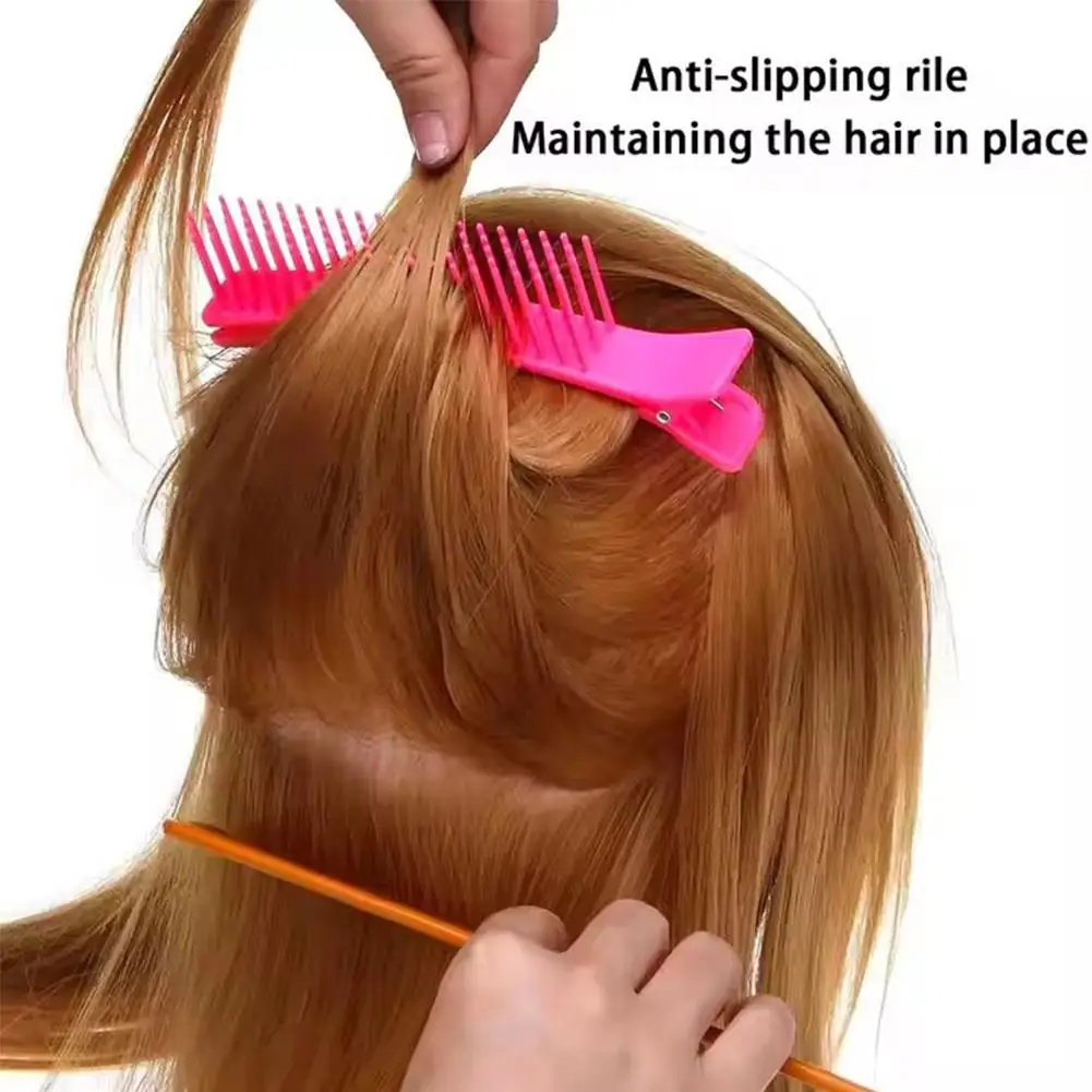 4 Uds. Pinzas para el cabello antideslizantes, peines de plástico para separación de cabello, Clips para salón profesional, corte de pelo en casa, seccionamiento de estilismo