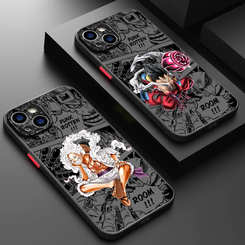 O-Ones P-Pieces Japanese Anime Frosted Translucent For Apple iPhone 15 14 13 12 11 XS XR X 8 7 SE Pro Max Plus Mini Soft