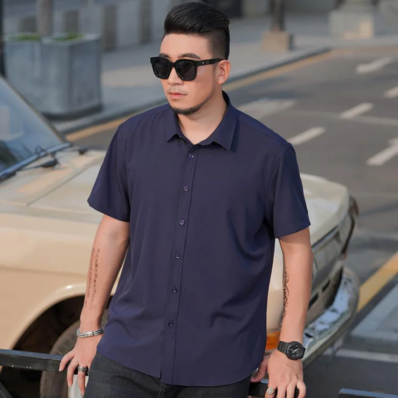 Plus size 12XL 165KG summer White shirts men big formal short sleeve simple shirt office loose free dress shirt 10XL 11XL 140KG