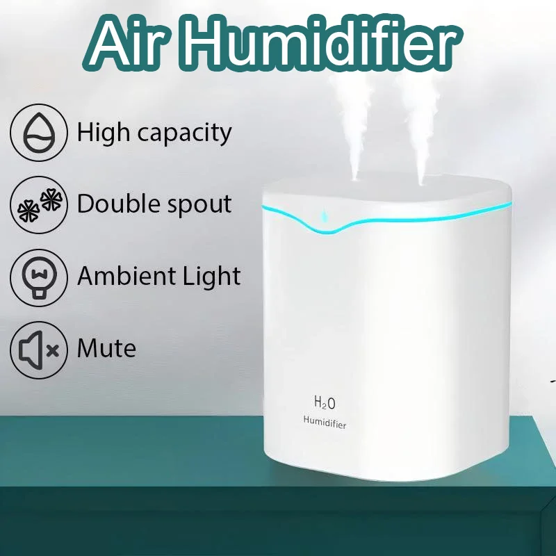 USB Air Humidifier Double Spray Port Essential Oil Aromatherapy Humificador Cool Mist Maker Fogger Purify For Car Home