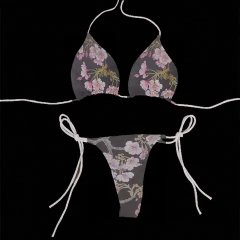 Retro Flower Pattern Sexy bikini Goth Punk Printing Sexy bikini Vintage Y2k Style Printing Summer Sexy bikini 90s Kawaii bikini