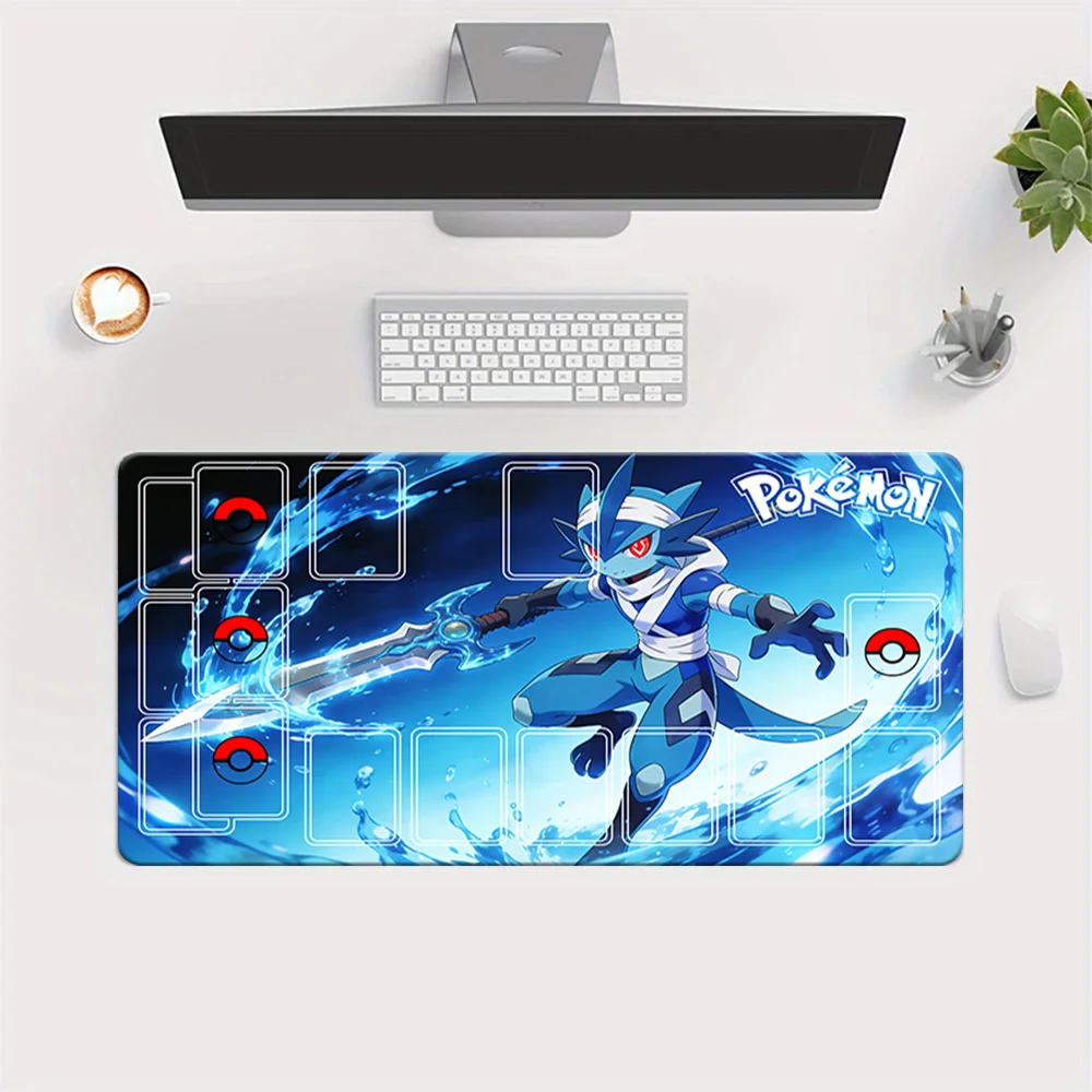 Pokemon Water Warrior Lucario TCG Playmat Large Gaming Mouse Pad with Card Zones Desk Mat