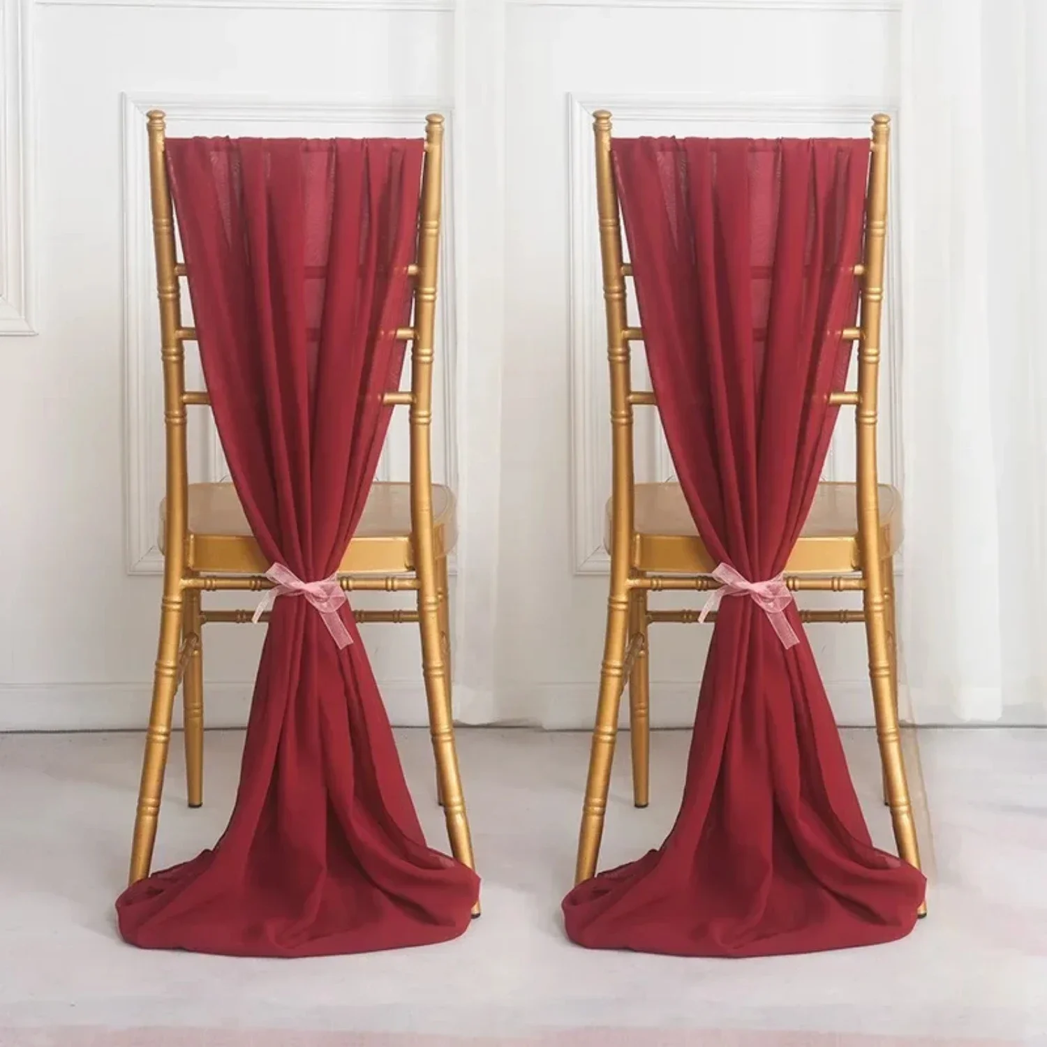 Elegant and Sophisticated Set of 2 Gorgeous Chiffon Chair Sashes - Stylish and Elegant Touch for Banquet Decor in Upscale Hotels