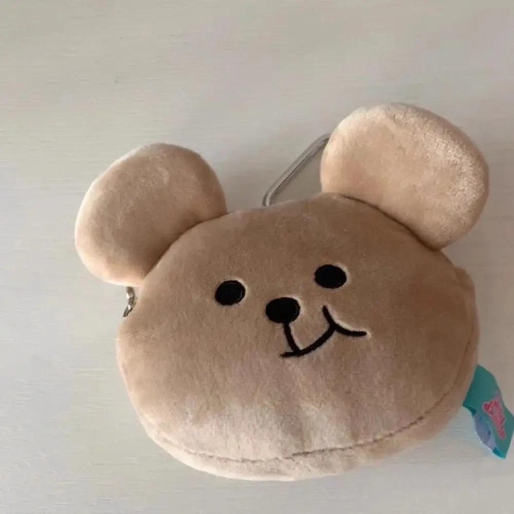 Porte-monnaie ours en peluche à fermeture éclair drôle, sac de rangement portable de dessin animé, portefeuille pour petits objets, sac pour enfants