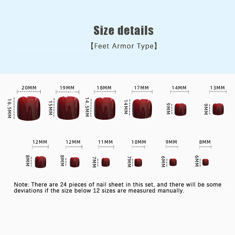 24 قطعة من ملصقات أظافر القدم البسيطة بلون سادة، ملصق كامل لأظافر القدم، ملصقات أظافر بسيطة قابلة للإزالة