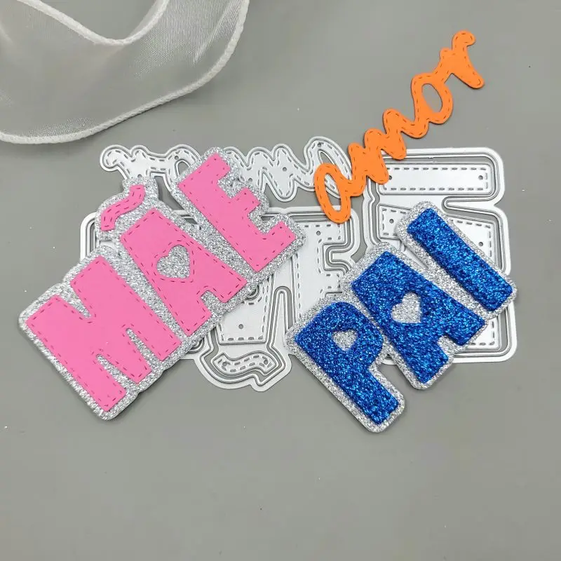 Portuguese Father and Mother Metal Cutting Dies for Scrapbooking DIY Album Educational Embossing Greeting Card Die Cuts 2023 New image 2