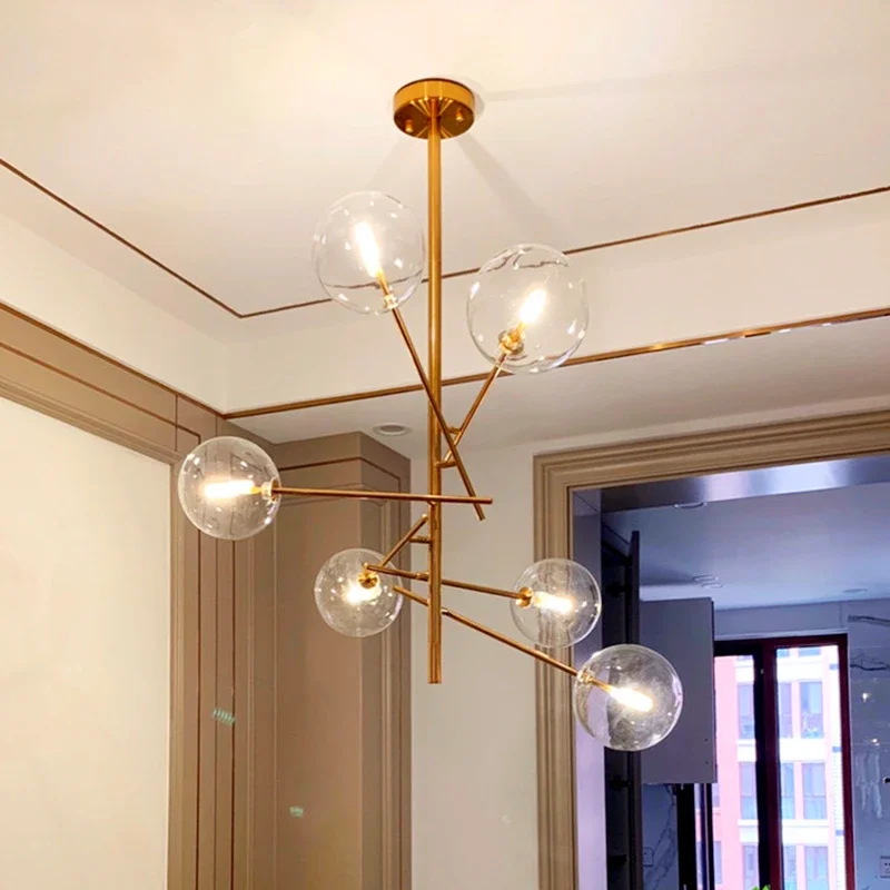 Lampe suspendue en verre au Style européen moderne et créatif, avec bulles, luminaire décoratif d'intérieur, idéal pour un salon, un Restaurant, un café ou une cuisine