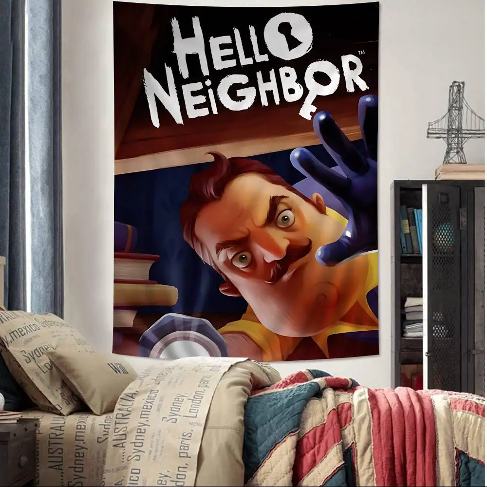 لعبة رعب شعبية مرحبا N-الجيران الكرتون نسيج الفن الخيال العلمي غرفة ديكور المنزل الجدار الشنق ديكور المنزل #5