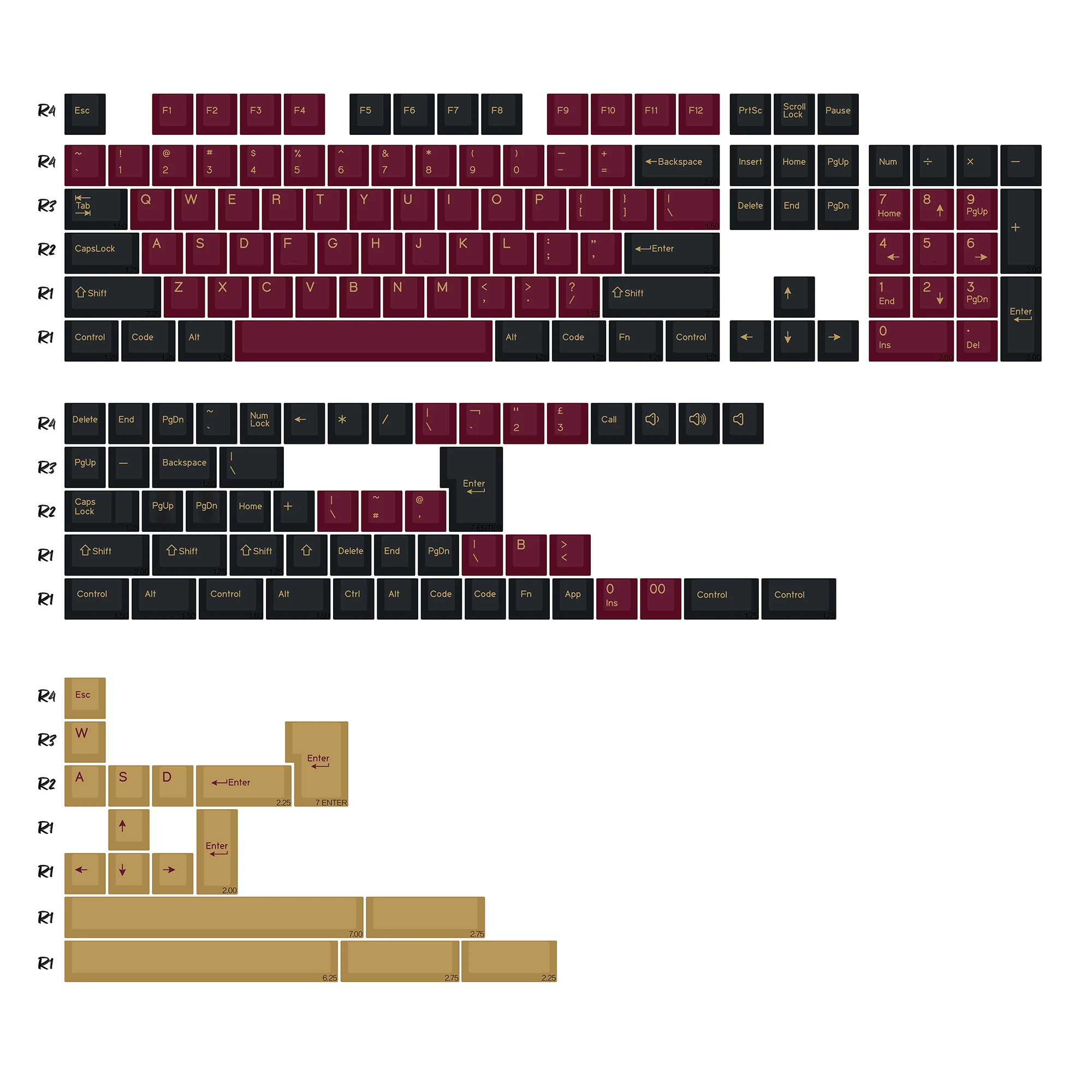 KBDiy 174 toetsen Retro GMK Botanische PBT Keycap ISO Double Shot Cherry Profile Key Caps voor MX Switches Gaming Mechanisch toetsenbord - afbeelding 1