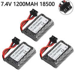 7.4V 1200mAh 18500 akumulator litowo-jonowy z SM-5P wtyczką do zdalnego sterowania samochody kaskaderskie RC ciężarówki RC łodzie akcesoria do zabawek 7.4V 2S 15C