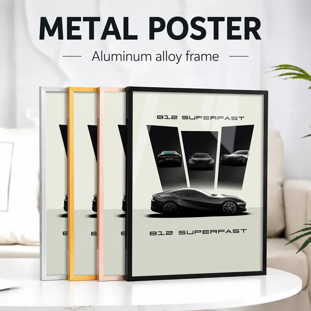 Italy 812 Superfast Metal Poster With Aluminum Alloy Frame Customized Photo Dynamic Style Wall Art For Man Cave Motor Fan Gift