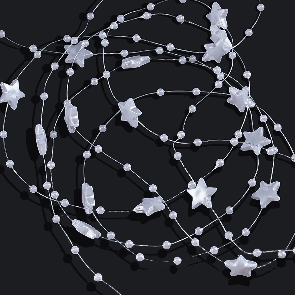 

10Meters White Color Star Beads Chain Lmitation Pearl String Fishing Line For Diy Christmas Party Home Wedding Decor Accessories