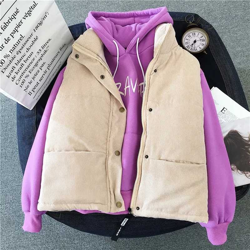 سترات النساء الوقوف طوق معاطف الصلبة سترة دون أكمام تقسم ملابس خارجية سترة سترة فضفاضة تناسب أساسيات الخريف عادية 2025 #4