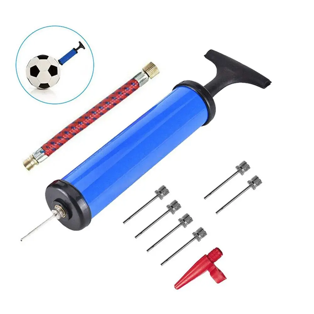 Blue 10pcs set Portable Soccer Balloon Basketball Inflatable Football Ball Pump Air Needle Inflator Air Pump