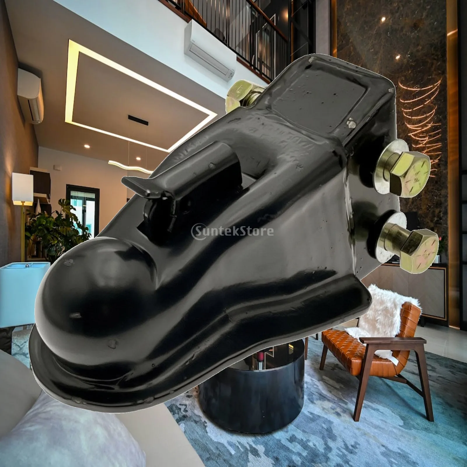 Adjustable Trailer Coupler Bolt-on Trailer Coupler with Mounting Plate Sturdy Stable for Towing, Caravan Hookup
