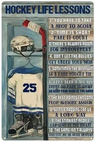 Retro Metal Tin Sign 8 X 12 Inches Hockey Life Lessons Poster Hockey Poster H...
