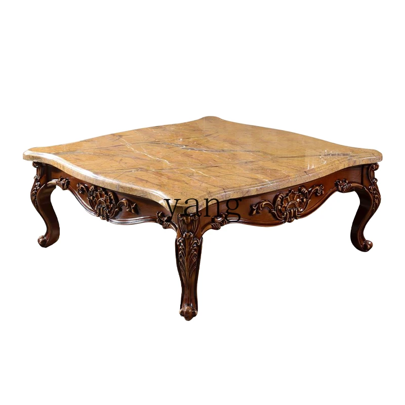 LTT American generous table living room carved square coffee table household coffee table TV cabinet combination