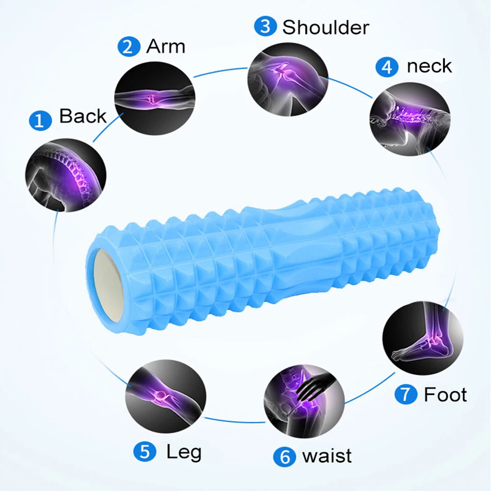 Fitness Pilates Foam Roller Blocks Suit Yoga Column Spiky Massage Ball Muscle Relax Roller Stick Arm Leg Neck Back Training Set