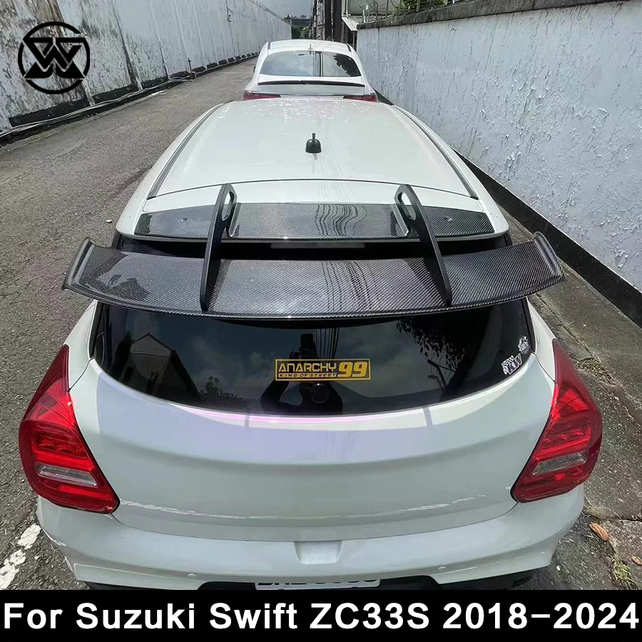 For Suzuki SWIFT Sport ZC33S Carbon Fiber Spoiler Tail Wing Upgrade Car Rear Trunk Lid Lip Wing Diffuser Body Kit Splitter