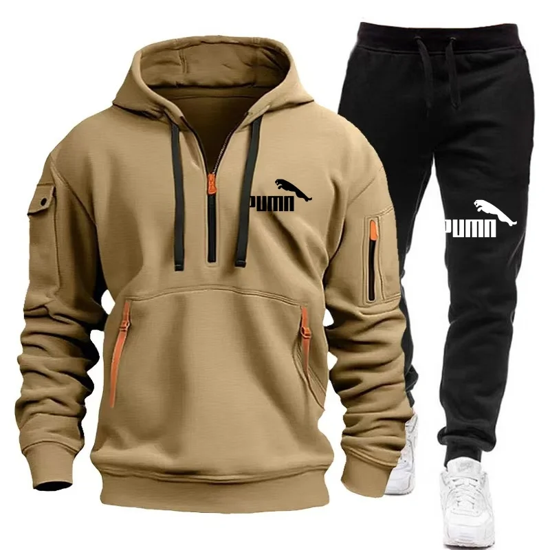 2024 set di tute da uomo Casual in pile caldo felpe con cappuccio pantaloni 2 pezzi Mens manica lunga tuta sportiva Pullover maschile felpe con